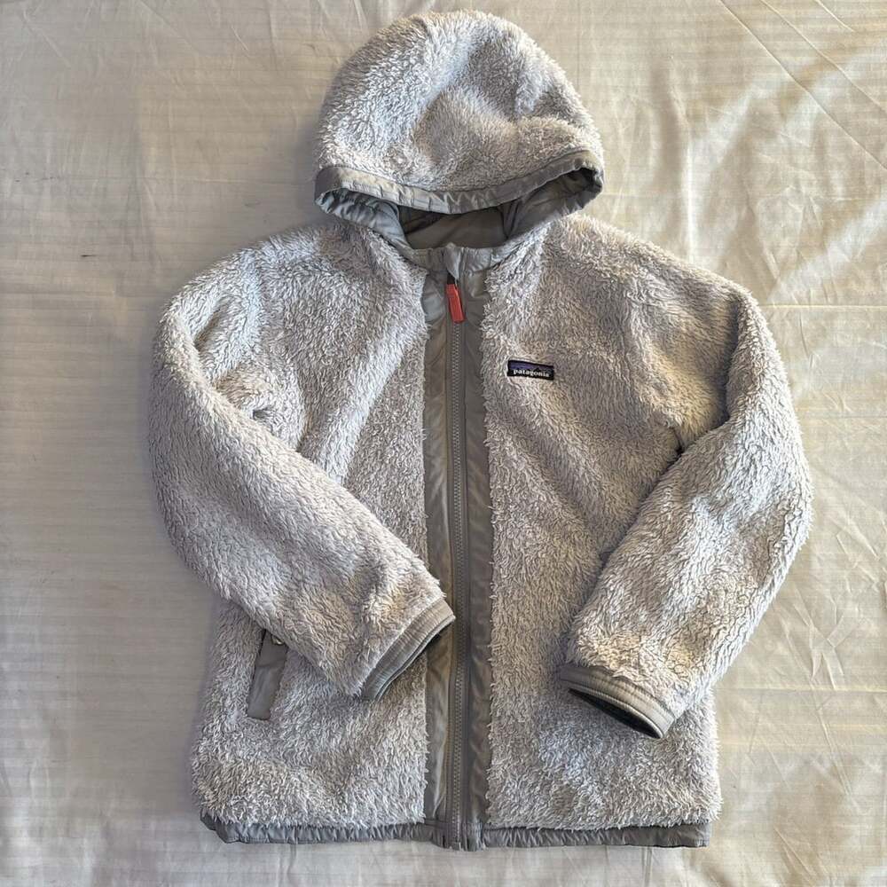 Patagonia Reversible Hooded Jacket Size XS Gray Puffer Fleece Full Zip.